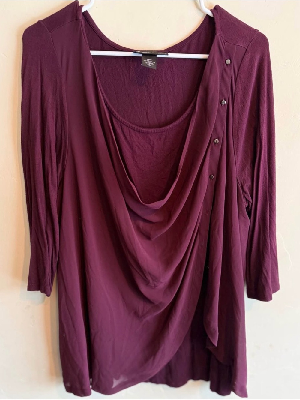 Lane Bryant Draped Cowl Neck Tunic in Burgundy